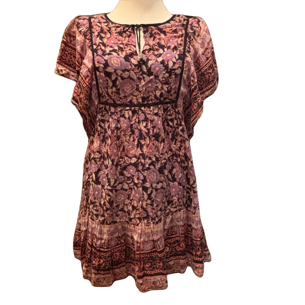 Urban Outfitters Ecote Boho Purple Red Black Floral Summer Festival Dress Size M